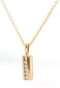 14kt Yellow gold diamond accent bar pendant on chain