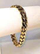 Huge 50 Gram Yellow 14 Kt Gold Plate Cuban Curb Link Bracelet