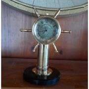 Brass Ship Wheel Compass & Clock