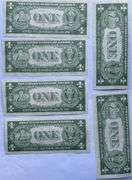 Six 1935 E & F Unc $1 Silver Certificates.