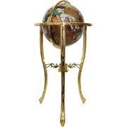 36-Inch Gold Tripod Floor Standing Gemstone World Globe