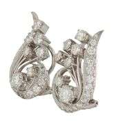 2.00ctw Round Diamond Swirl Flower Omega Back Earrings in 18K