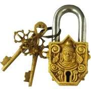 Brass Lord Buddha Padlock Vintage Design