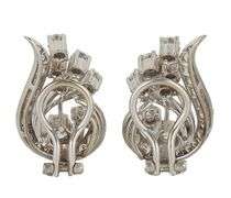 2.00ctw Round Diamond Swirl Flower Omega Back Earrings in 18K