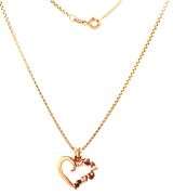 Pretty 14K YG Ruby & Diamond Heart on Necklace