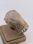 CERTIFIED 18K WHITE AND YELLOW GOLD DIAMOND BANGLE BRACELET 16.25 C.T.W.