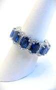 Beautiful 7.65 Cttw Lab Siimulated Violet Blue Tanzanite Diamond Ring