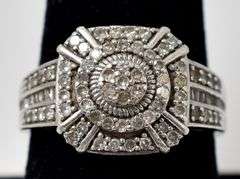 Sterling Silver Diamond Cluster Ring