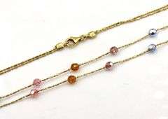 14kt Yellow gold double row multi stone necklace