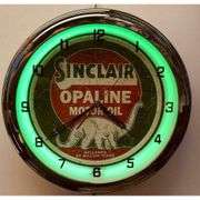 Sinclair Opaline Motor Oil Green Neon Wall Clock