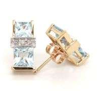 14kt Yellow gold 2ctw aquamarine and diamond earrings