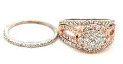 10kt White gold diamond cluster wedding set