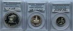 Three 1976 S Silver Gem Proof PCGS Bicentennial Set Designer Signed