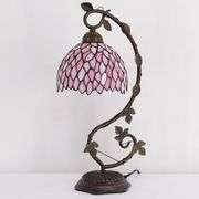 Pink Wisteria Stained Glass Table Lamp