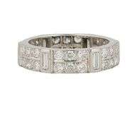 1.35ctw Round and Baguette Diamond Double Row Eternity Band Ring in Platinum