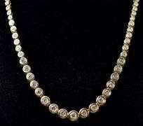 Gorgeous 14K Yellow Gold 4.00CTW Diamond  Riviera Necklace