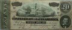 $20 CSA Note Feb 17 1864 Series.