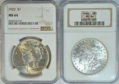 1886 & 1924 Near Gem BU Silver Dollars PCGS & NGC MS64