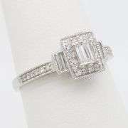 Baguette & Round Diamond Ring in White Gold