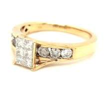 14kt Yellow gold 1ctw Invisible set diamond ring