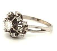 14kt White gold diamond cluster snowflake ring