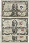 Lot of 5 Scarce STAR Notes: Two $1 & 3 $2 Red Seals