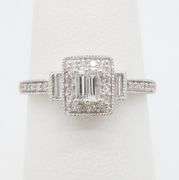 Baguette & Round Diamond Ring in White Gold