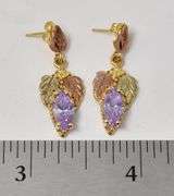Elegant 10K Yellow Gold Purple CZ Gemstone Dangle Earrings