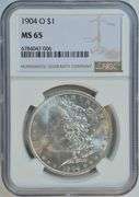 Super PQ Gem BU 1904-O Morgan Silver Dollar. NGC MS65