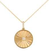 New Doves by Doron Paloma 0.18ctw Diamond Satin Finish Disc Pendant Necklace in 18K