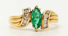 18kt Solid Yellow Gold, Emerald, & Diamond Ring