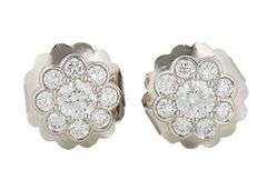 Graff 0.65ctw Diamond Halo Cluster Stud Earrings in 18K W/Box