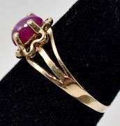 Dainty 10K Yellow Gold Synthetic Star Sapphire Gemstone Ring