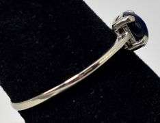 Pretty 10K White Gold Star Sapphire Gemstone Ring