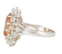 5.25ct Oval Imperial Topaz and 1.00ctw Diamond Starburst Frame Ring in 14K