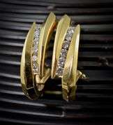 Classy 14K Yellow Gold Channel-Set Diamond Earrings