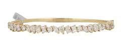 New 4.96ctw Mixed Cut Diamond Flex Bangle Bracelet in 14K