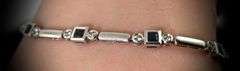 Contemporary 14K White Gold Sapphire & Diamond Bracelet