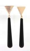 14kt Yellow gold teardrop black onyx dangle earrings