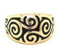 Lovely 14K YG and Black Enamel Dome Ring