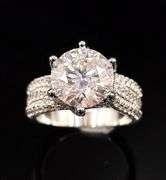 Ladies Large 5 Ct Sparkling White Simulated Lab Diamond Solitaire  Ring