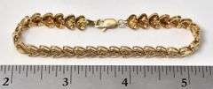 Shiny 10K Yellow Gold Heart Link Bracelet