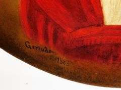 1883 Oil Painting Portrait on Papier Mache Charger