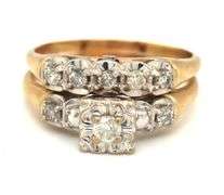 14kt Yellow gold diamond wedding set