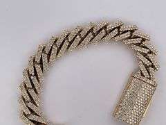 CERTIFIED 10K YELLOW GOLD MIAMI CUBAN DIAMOND LINK BRACELET