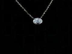 14K Two-Tone Oval Lab Diamond Pendant Necklace