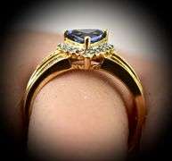 Stylish 14K Yellow Gold Triangular Tanzanite & Diamond Ring