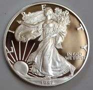 1997 Proof Silver Eagle With Box & Paper