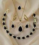 Amazing 18 Kt Gold Plate Simulated Black Diamond Jewelry Set