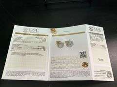 CERTIFIED BRAND NEW 18K YELLOW GOLD DIAMOND STUDS